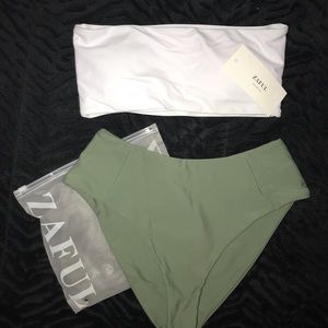 NWT Green & White High Waisted Bikini